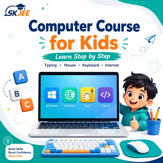 Computer Course for Kids learn step by step with laptop keyboard mouse and typing practice