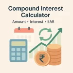 Compound Interest Calculator with P, R, T, n compounding icons