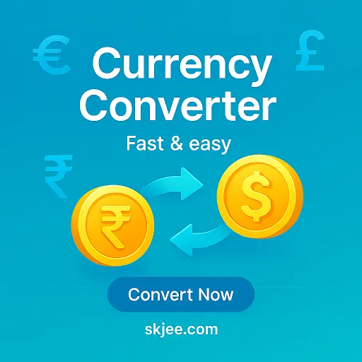 Currency converter calculator with dollar, euro, rupee icons