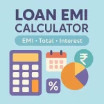 Loan EMI Calculator with loan, EMI, interest icons