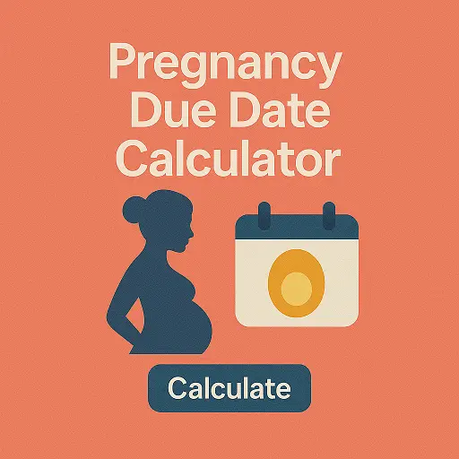 Pregnancy due date calculator showing calendar, pregnancy week, and trimester