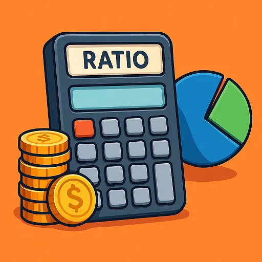 ratio calculator hero image showing a simple ratio a to b with sliders and numbers on a colorful math board